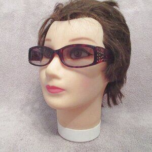 Vtg Fossil Tortoiseshell Sunglasses Rhinestones Cat 2 "Paisley" PS3812 Retro